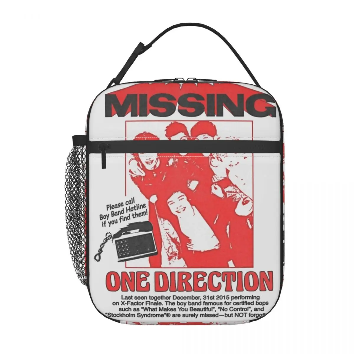 Insulated Lunch Box One Directions Red Missing Boy Group Accessories Lunch Food Box New Thermal Cooler Bento Box For School