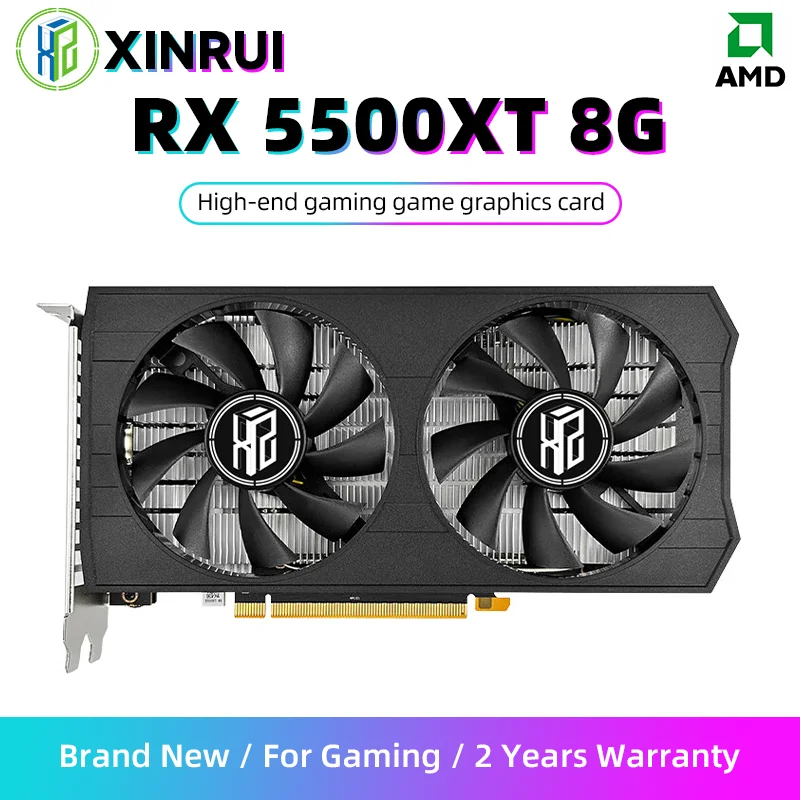 REISUO Graphics Cards Radeon RX5500XT 8G GDDR6 Memory Video Gaming Card PCIE3.0x16 GPU Desktop Computer Components AMD RX 5500XT