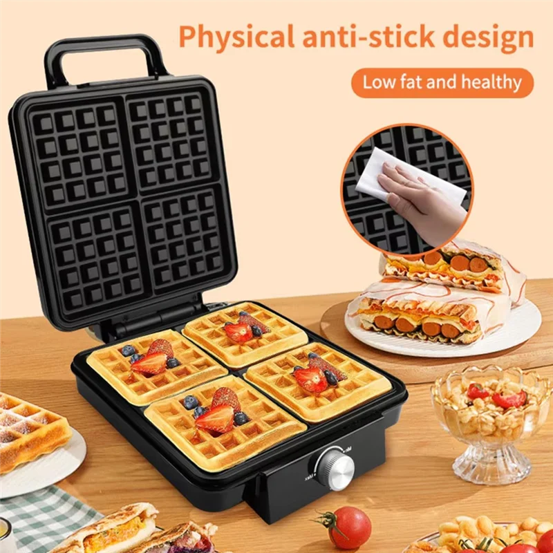 

B58B-EU 4-Slice Non-Stick Wafflemaker With Dual Heating 1500W For Pancakes And Egg Cakes With Temperature Control