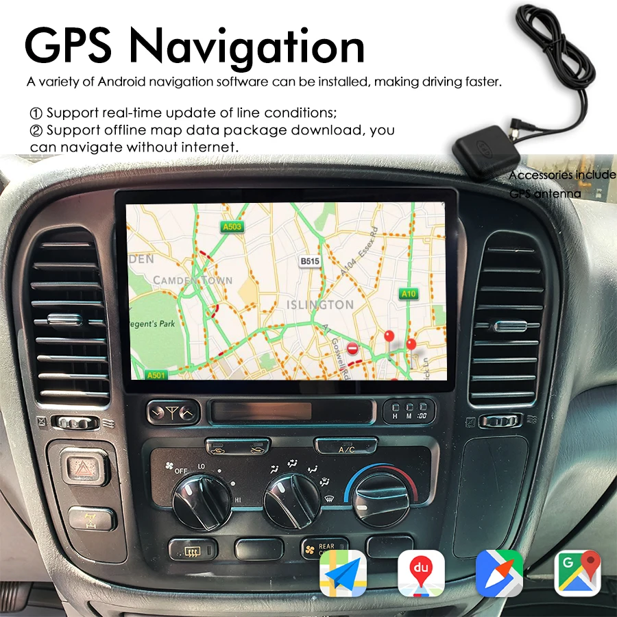 128GB Android 13 Radio For Toyota Land Cruiser 1999 LC100 CarPlay Navigation GPS Touch Screen Stereo Car Multimedia Video Player