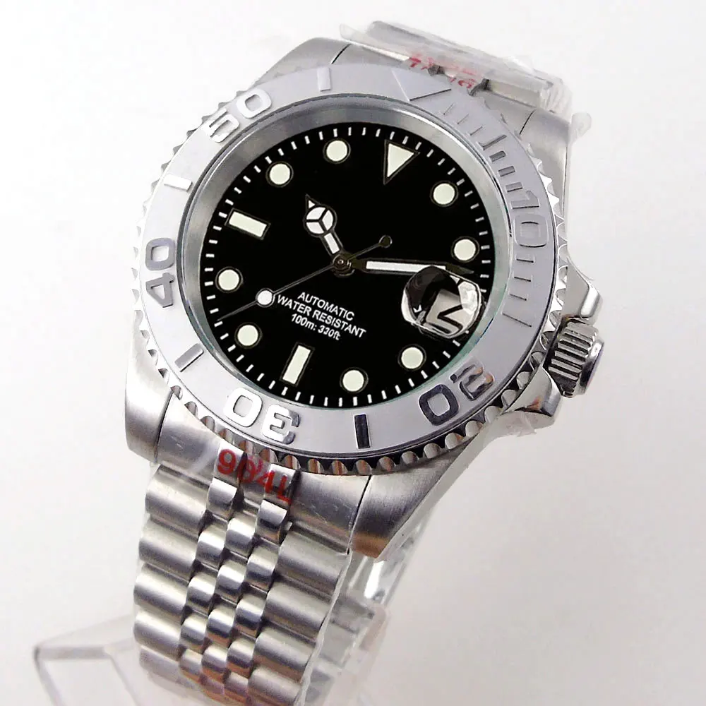 Miyota 8215 PT5000 roestvrij staal 40 mm duik automatisch herenhorloge saffierkristal roterende bezel lichtgevend mechanisch horloge