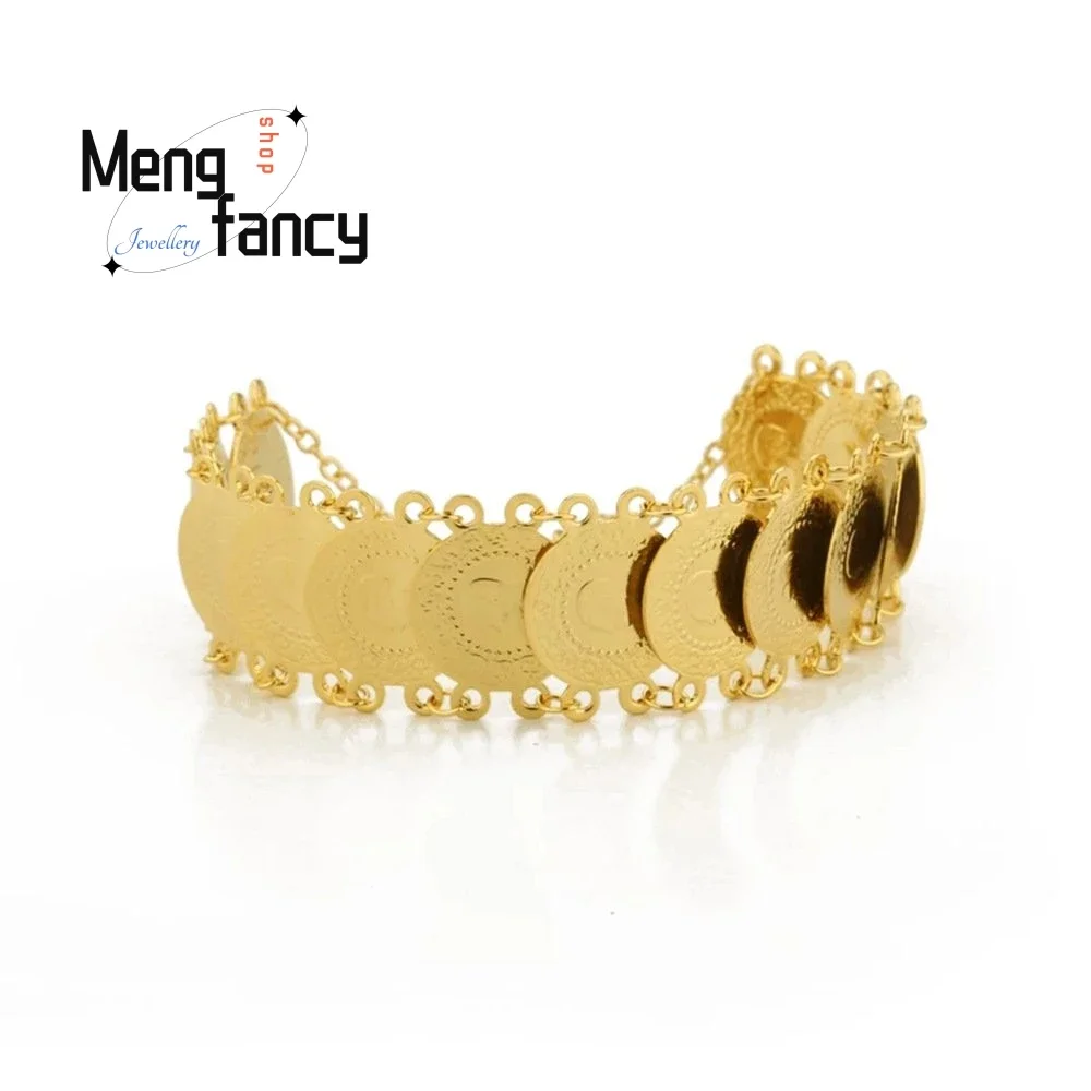 

Vietnamese Sand Gold Coin Bracelet Simple Exquisite Elegant Luxury Fashion Women Jewelry Best Selling Handicraft Holiday Gift