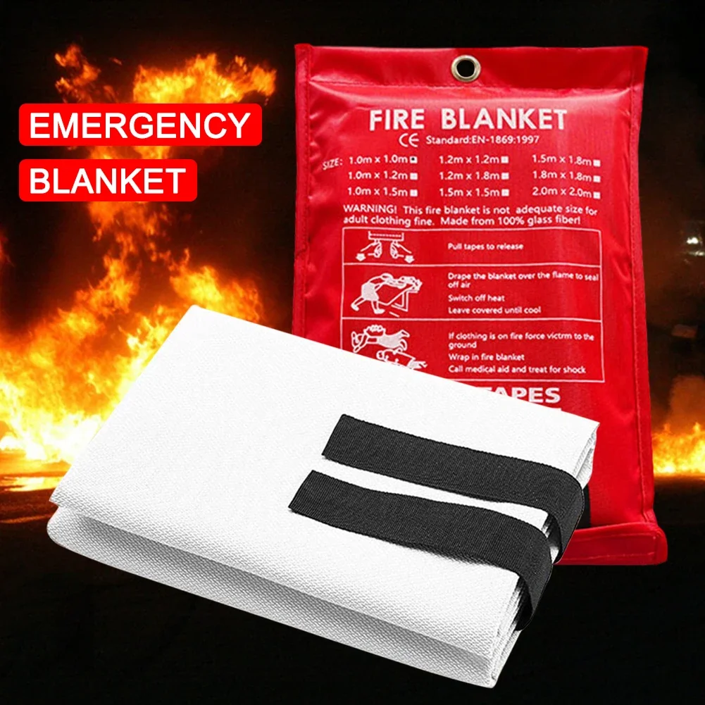 1/1.2/1.5/2M Safety Fire Blanket Fiberglass Emergency Survival Fire Shelter Extinguisher Flame Retardant Protection For Kitchen