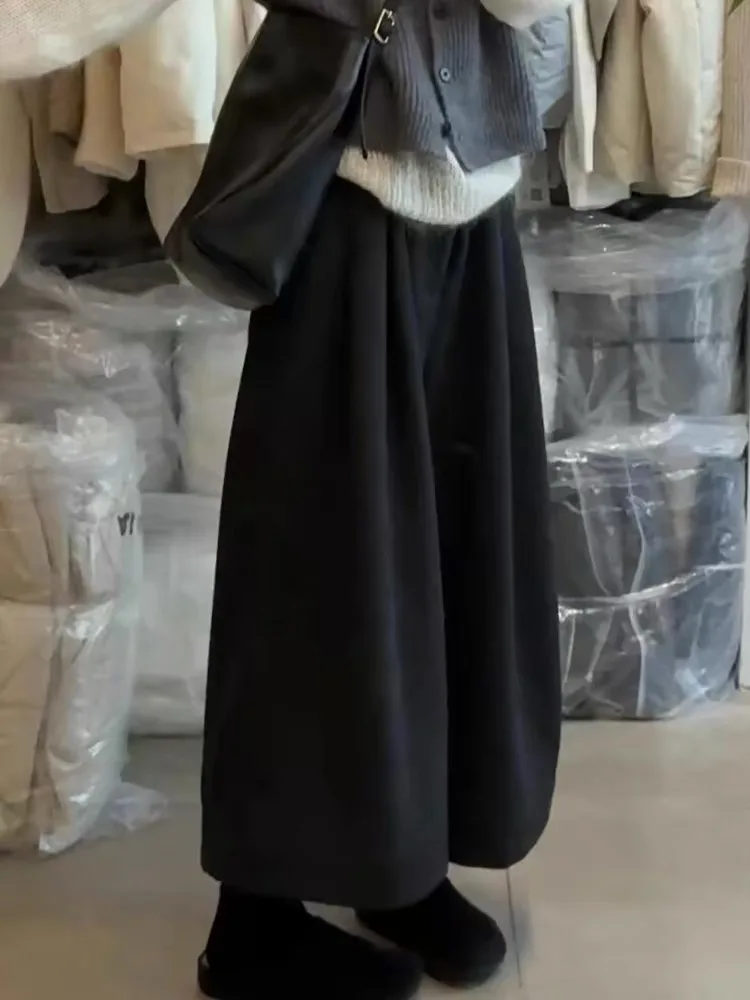 

Винтажные широкие брюки с юбкой Bla, женские повседневные драпированные брюки на осень-зиму, ленивые брюки для отдыха, восьмиteen Fem Faion