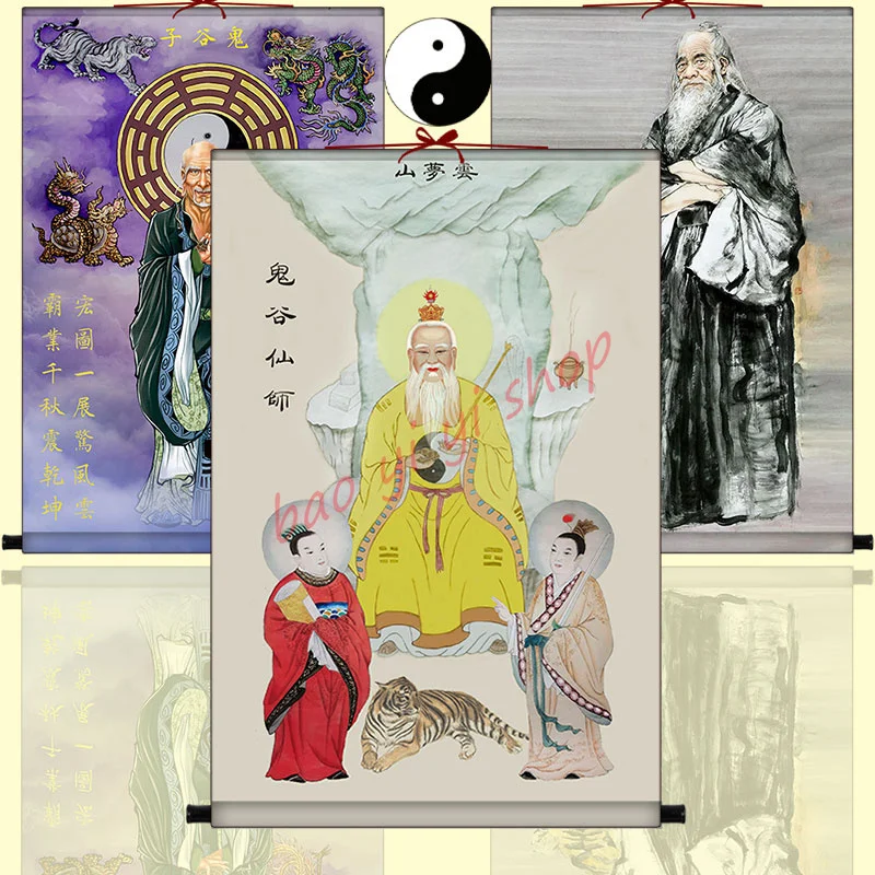 Hanging paintings of Taoist King Zen ancestors,  Taoist religious silk scroll hanging painting