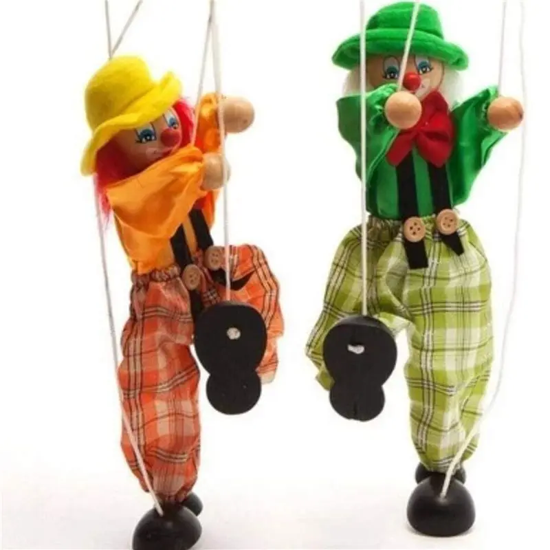 AS96-12 Packs Clown Marionette Creative Pull String Puppet Kid For Parent Child Interactive Kids Best Gift