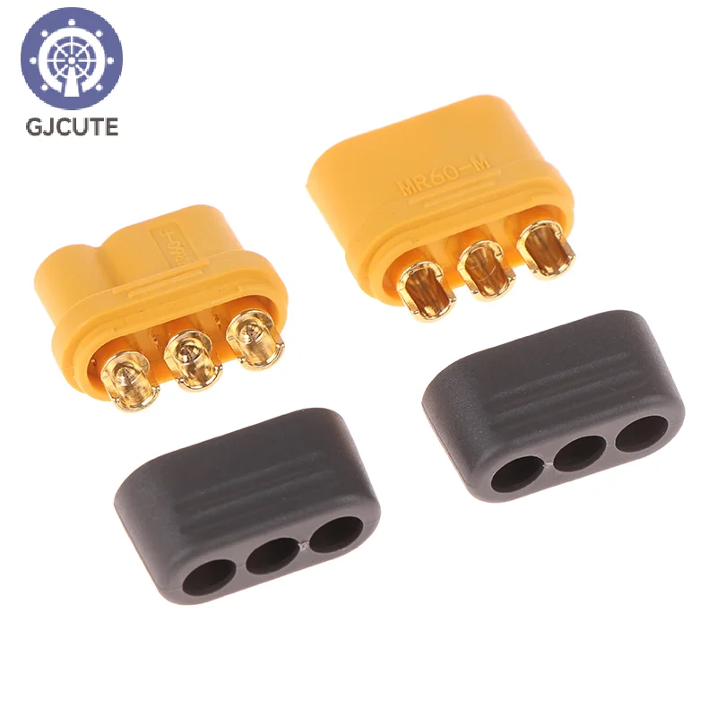 1Pair Amass MR60 Plug 3.5mm 3 Core Connector T Plug Interface Connector Sheathed With Protector Cover For RC Model