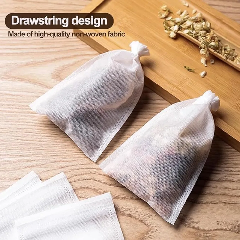 100-3000Pcs Disposable Tea Bags Empty Scented Tea Bags Non-woven Fabric with Drawstring for Kitchen Loose Leaf Tea Coffee Spice