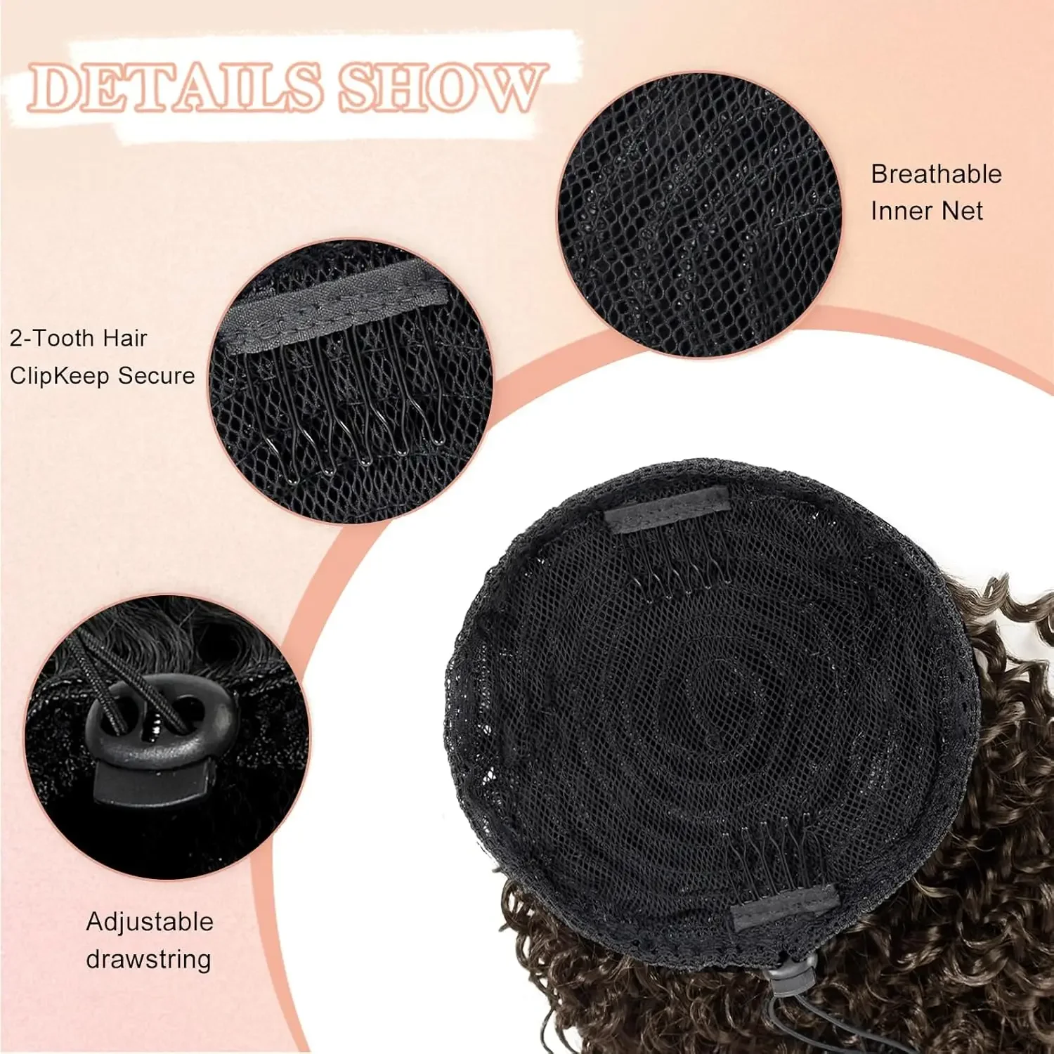 30Inch Synthetic Hair Fiber Long Wavy Hair Ponytail Extensions Fake Hair Chip-In Ombre Heat Resistant Curly Pony Tail