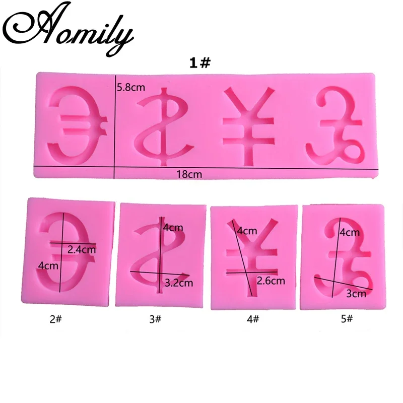 Aomily Money Symbol Cake Silicone Molds Euro USD RMB Pounds Mold Fondant Cake Decorating Tools Chocolate Candy Mold Baking Tool