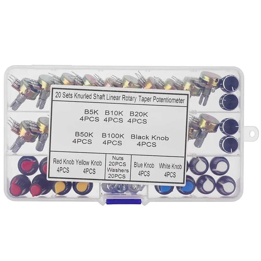 Interrupteur de potentiomètre WH148, 20 pièces, 15MM B5K/10K/20K/50K/100K/avec bouton