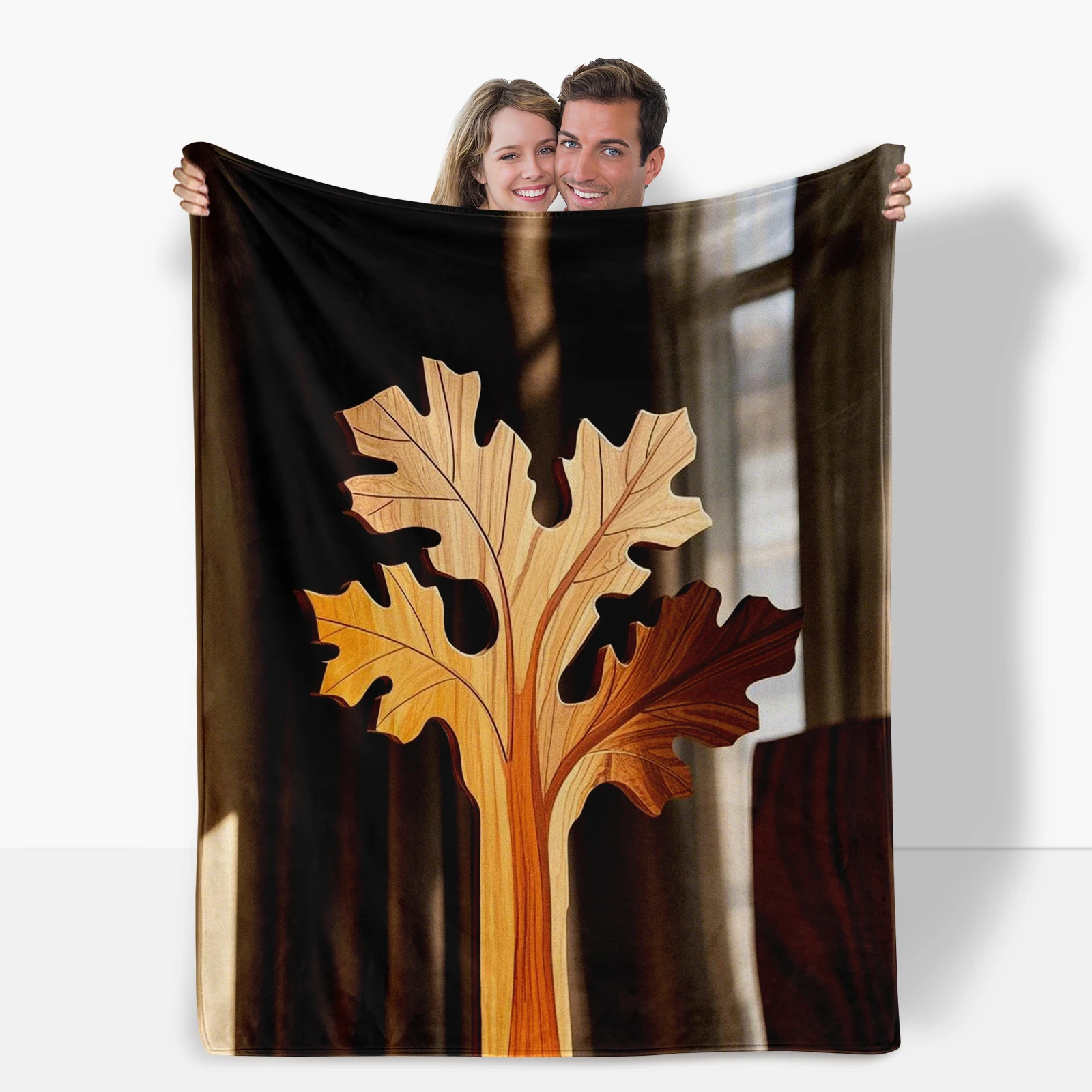 Unique Wooden Carving Inspired Oak Tree Blanket Adds A Touch Of Serenity And Dignity To Home Decor