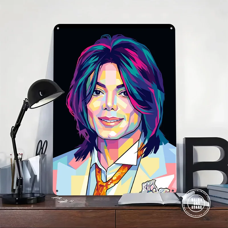 Michael Jackson Pop Art Portrait 3D Printed Texture Poster Personalized Wall Art Retro Metal Tin Signs for Bedroom Decoration