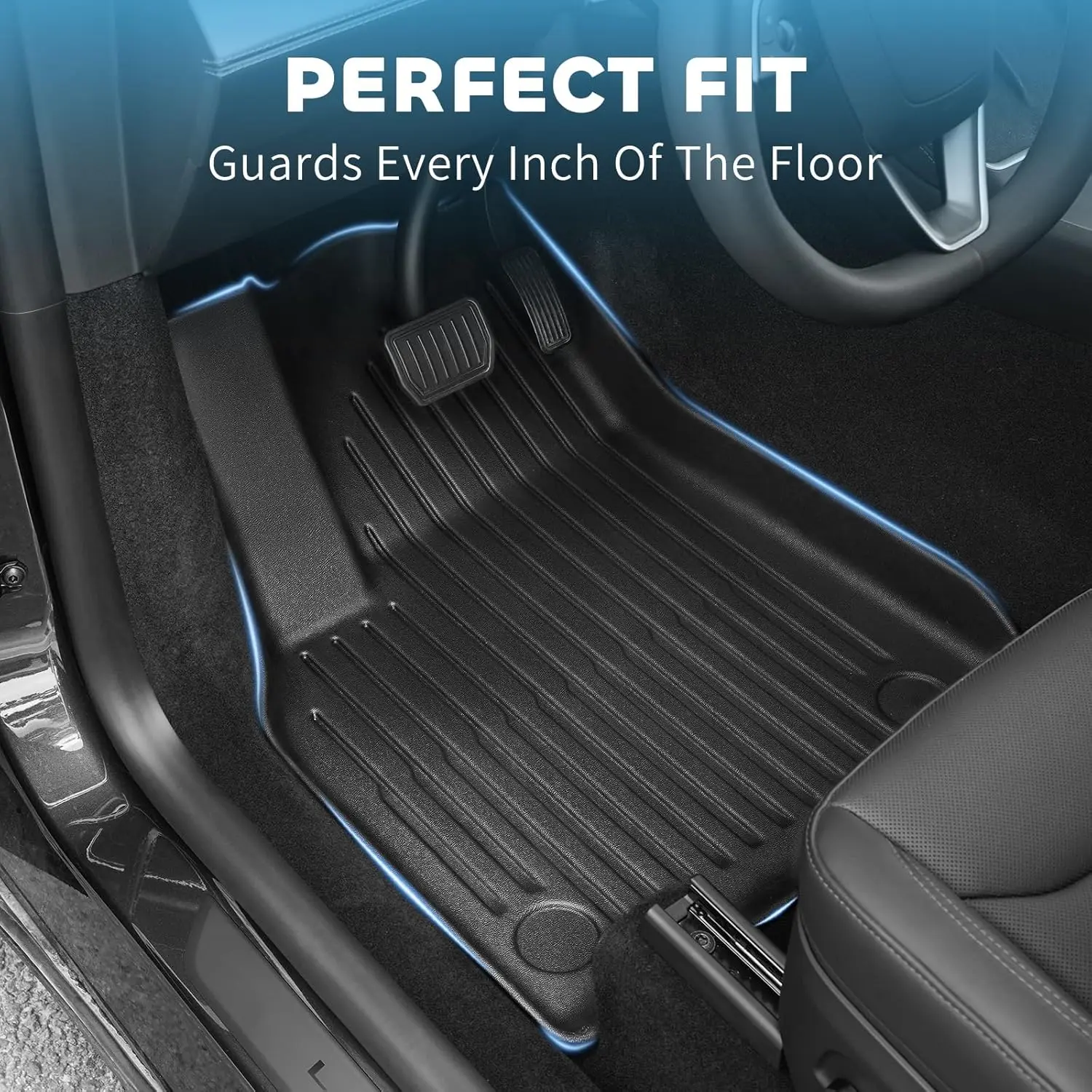 Model Y Juniper 2025 2026 Vordermatten, Model Y 2025 Bodenmatten aus Gummi TPE für alle Wetterbedingungen, 3D-gescannt, OEM-Original, leicht zu reinigen, NICHT für die Standardversion geeignet. – Detail 5