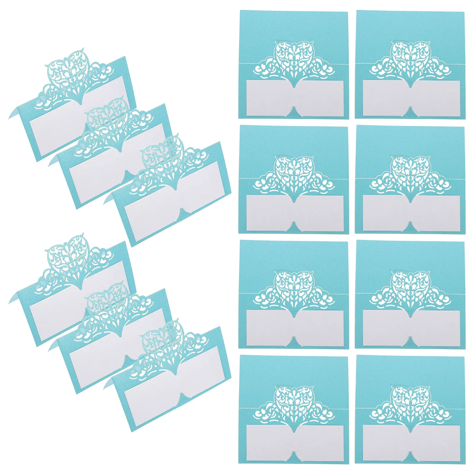 

50 Pcs Love Card Blue Floral Place Wedding Decor Reserved Chair Signs Table Decoration Name Seat Assignment
