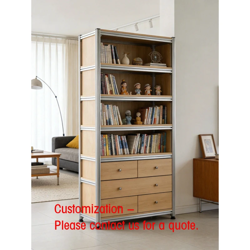 custom.Wood  Foldable Modern Tiered Shelf Lower Tier Drawers Home Entryway Study Large-Capacity Storage Cabinet