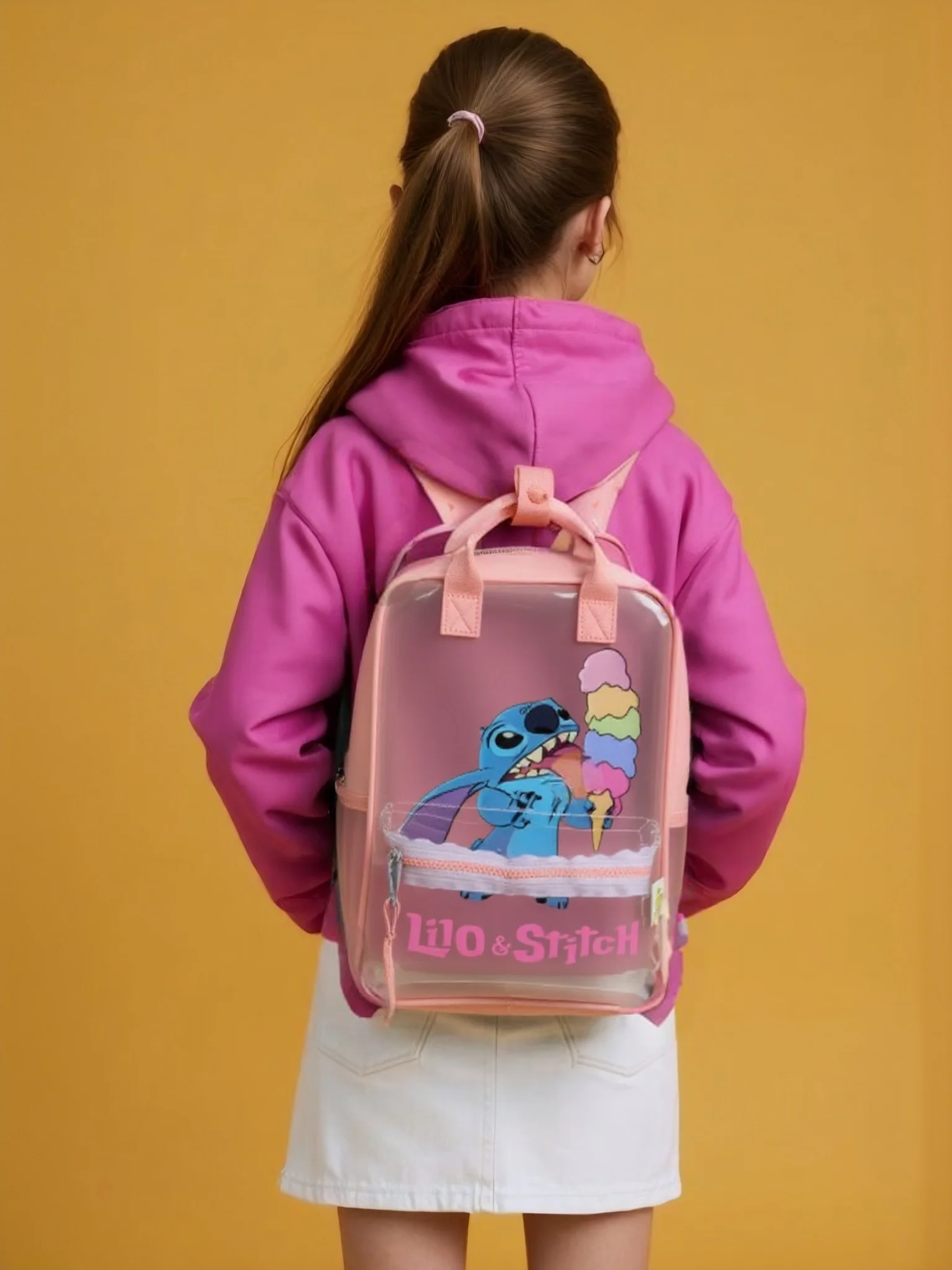 حقيبة ظهر للأطفال من Stitch، حقائب مدرسية شفافة جميلة للأطفال من Disney، حقيبة صغيرة من مادة PVC لهدايا الأطفال