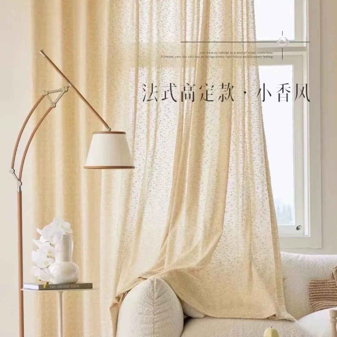 French Princess Style White Tulle Curtains for Living Dining Room Bedroom Transparent Light Not Transparent People Custom Size