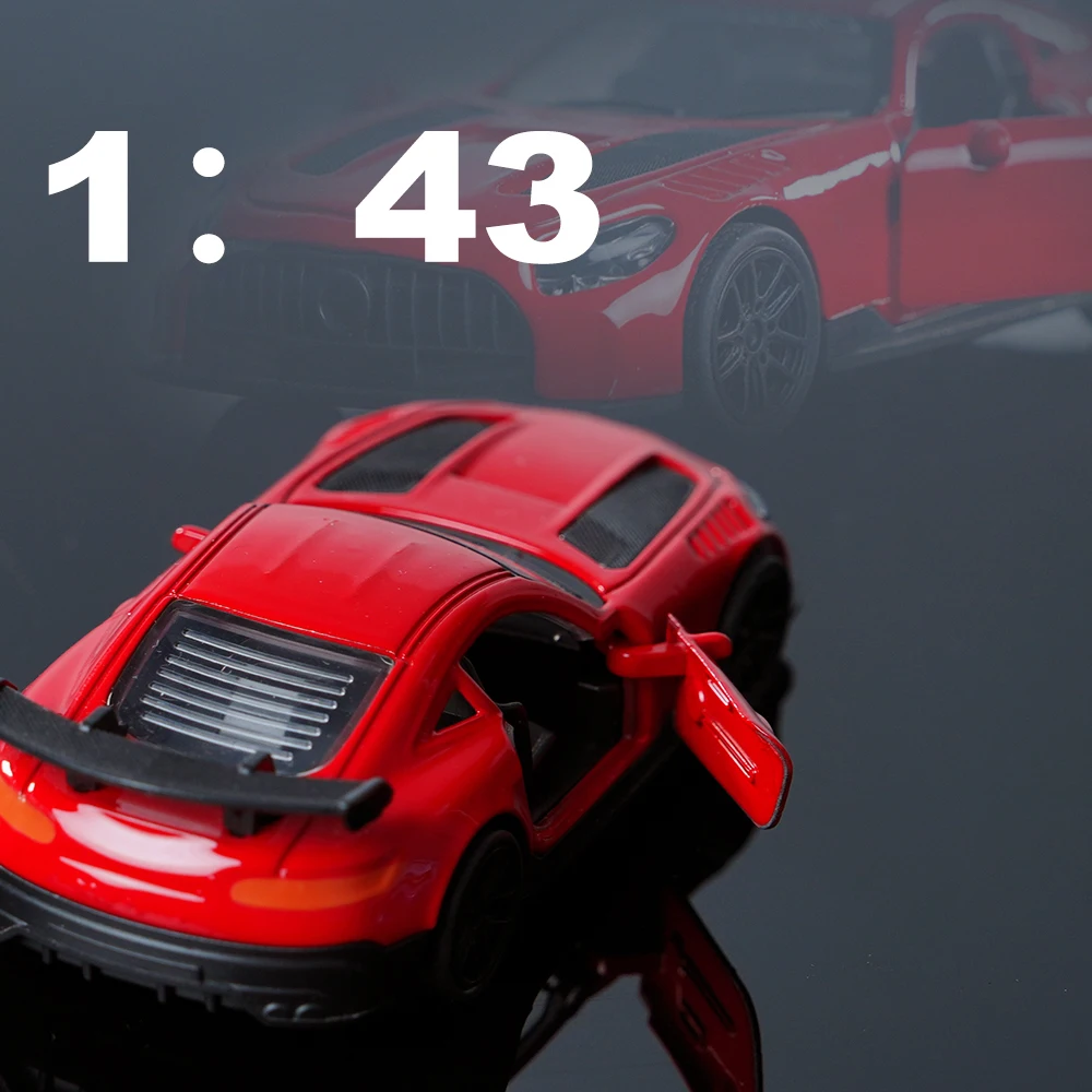 1:43 Modello di auto sportiva in lega rossa, le porte possono aprire, dettagli squisiti di testa, ruote, ecc., amante della collezione di modelli di auto giocattolo/chri