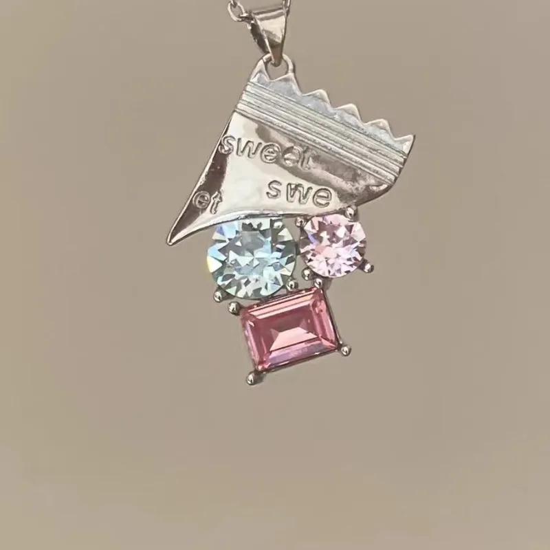 1pc Fashion Sweet Candy Tassel Necklace Summer Dopamine Aesthetic Shiny Pendant For Women Trendy Versatile Jewelry Gift