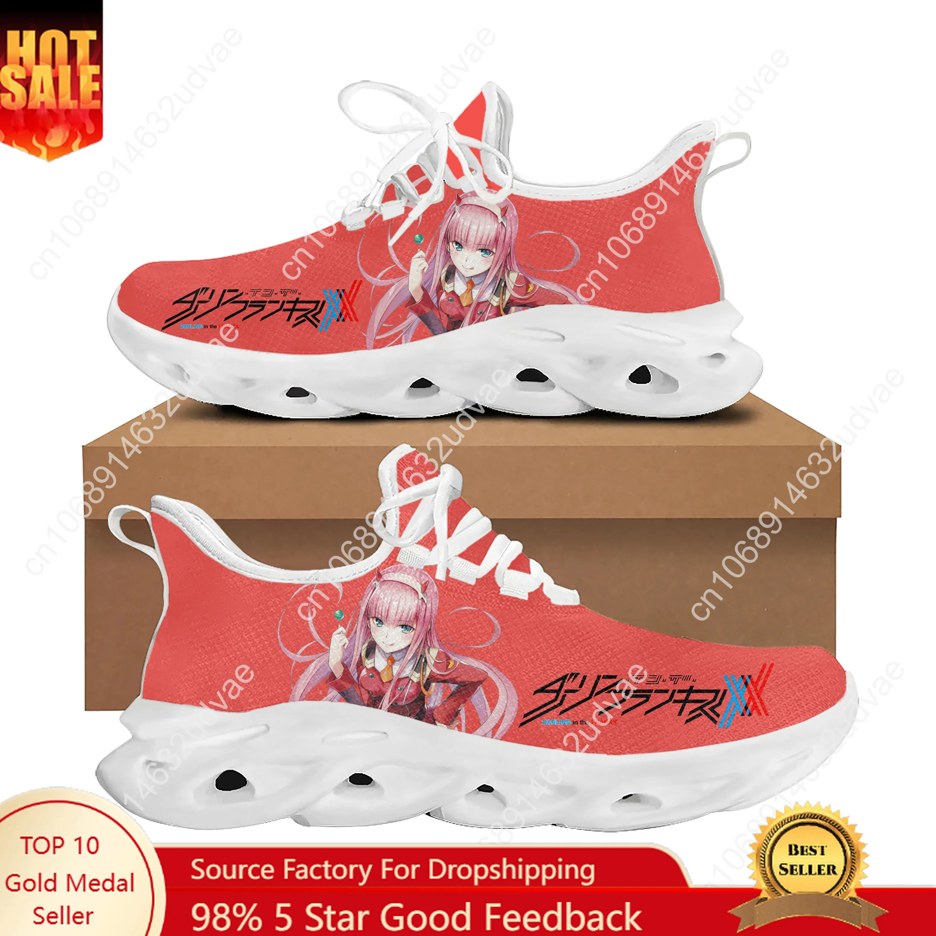 

DARLING in the FRANXX Flats Sneakers Mens Womens Teenager Sports Running Shoes High Quality Cartoon Custom Lace Up Mesh Footwear