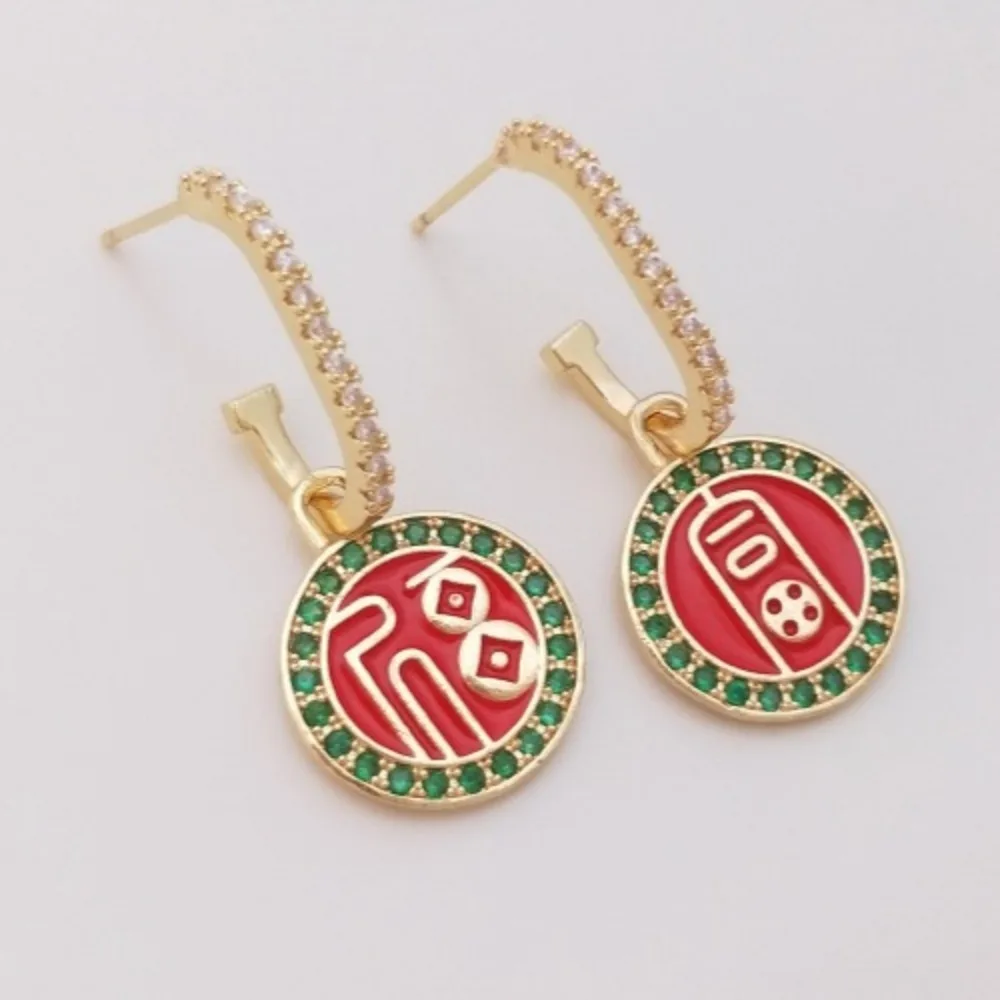 

Капельное масло, циркониевые висячие серьги в стиле благословения, медь, 14-каратное золото, цвет, серьги ручной работы, ювелирные изделия для ушей, аксессуары, материал