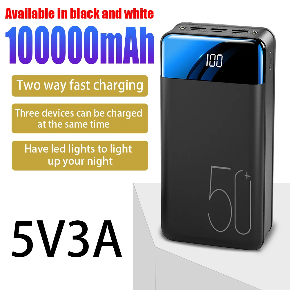 New enhanced fast charging 98000/100000MAH power pack large capacity mobile power universal 5V 3A speed charging