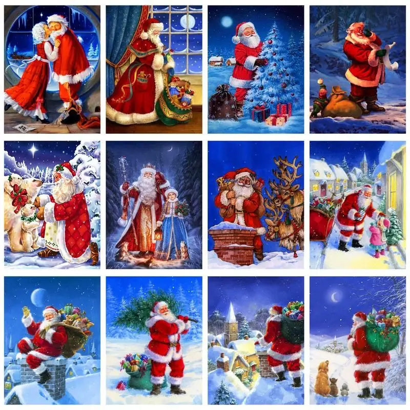 

CHENISTORY Diamond Painting Santa Claus Cross Stitch Full Square Diamond Embroidery Sale 5D DIY Rhinestone Picture Wall Decorati