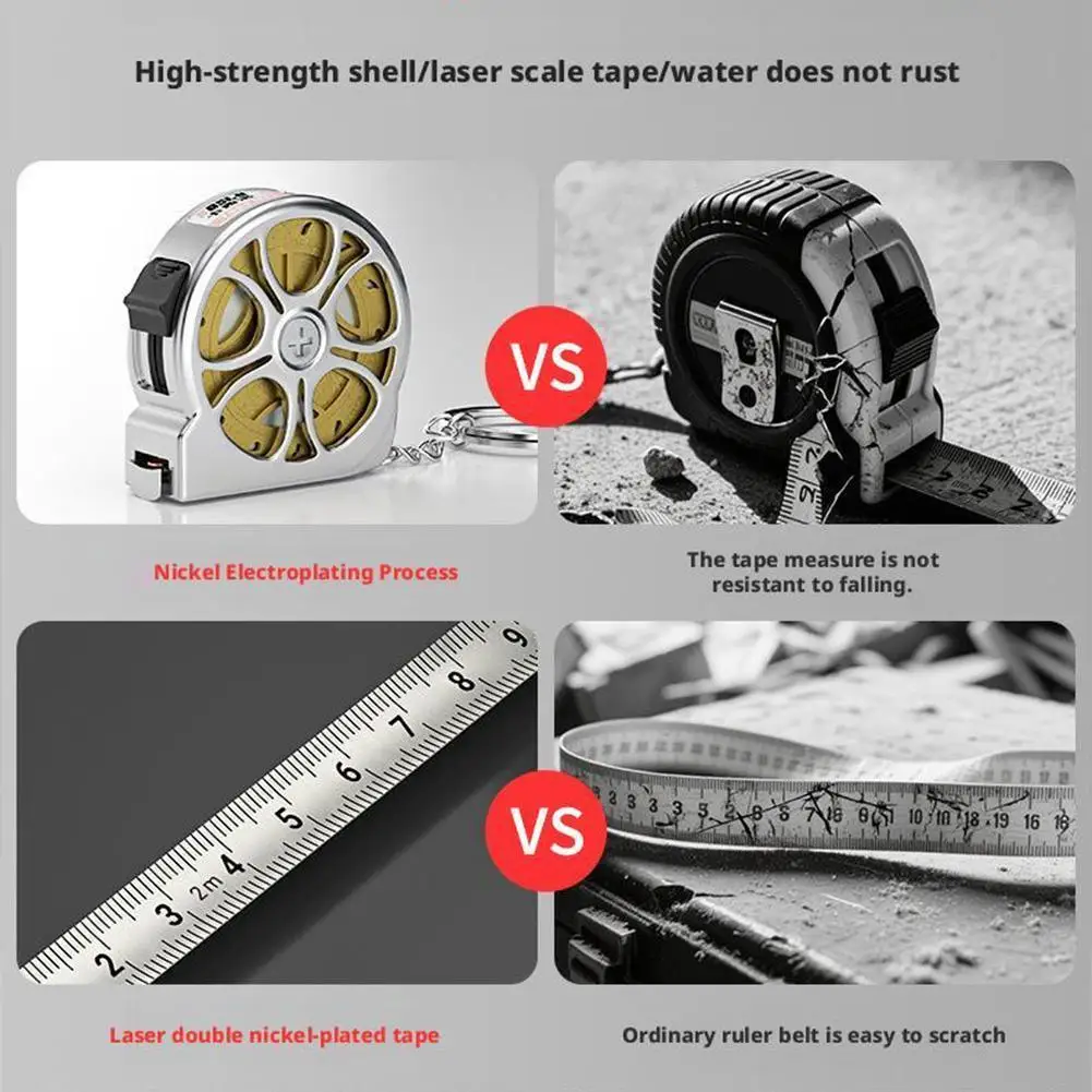 Measure Stainless Steel Portable Anti-corrosion Woodworking Measuring Tool 2M Tape Measure Portable Retractable Small Tape
