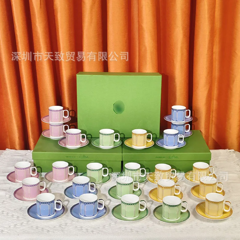 Light luxury simple bone china concentrated cup saucer household coffee cup gift