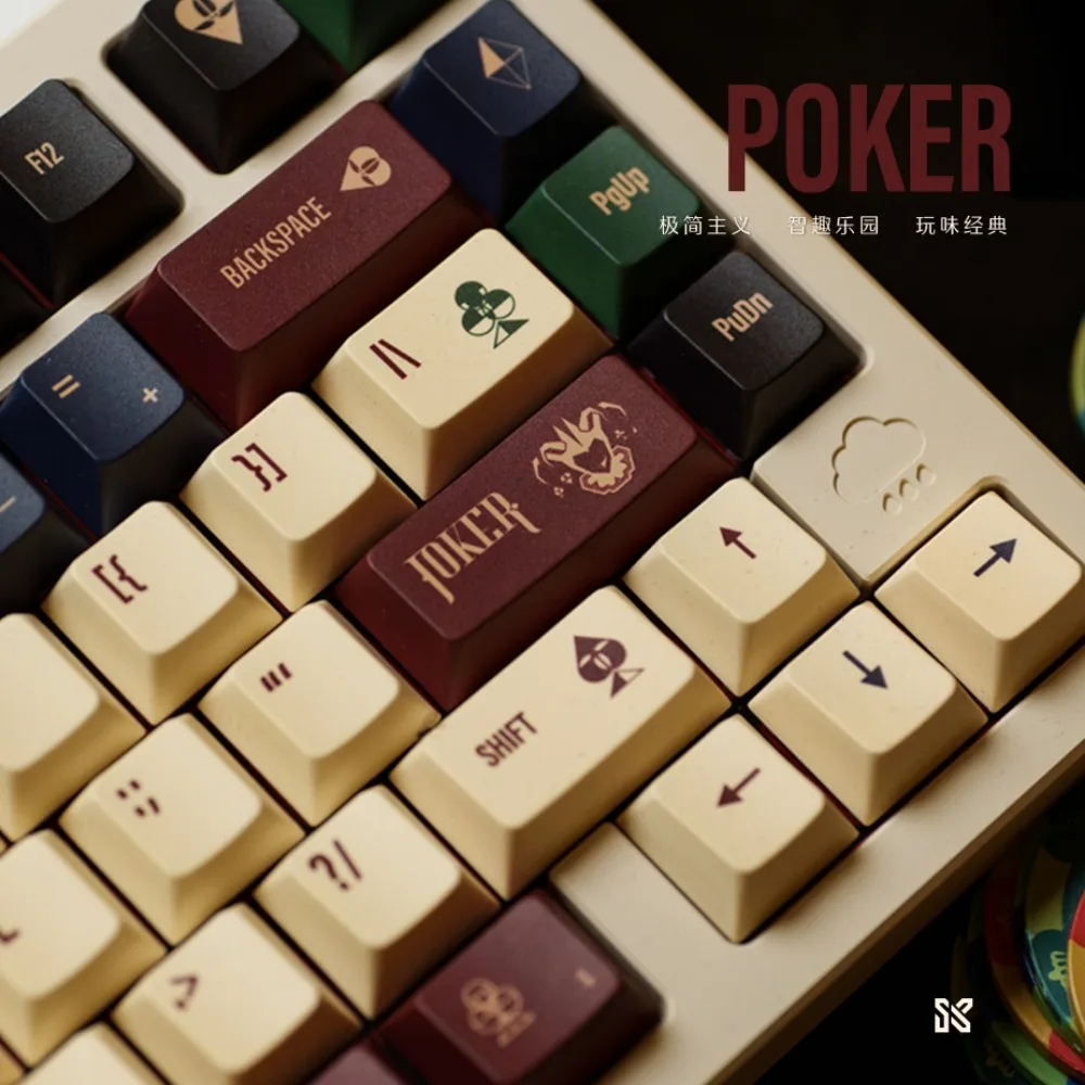 POKER Theme Keycap Set 146key PBT Custom Simple Retro Keyboard Cap Cherry Profile KeyCap for Mechanical Keyboard 61/68/75/87/104