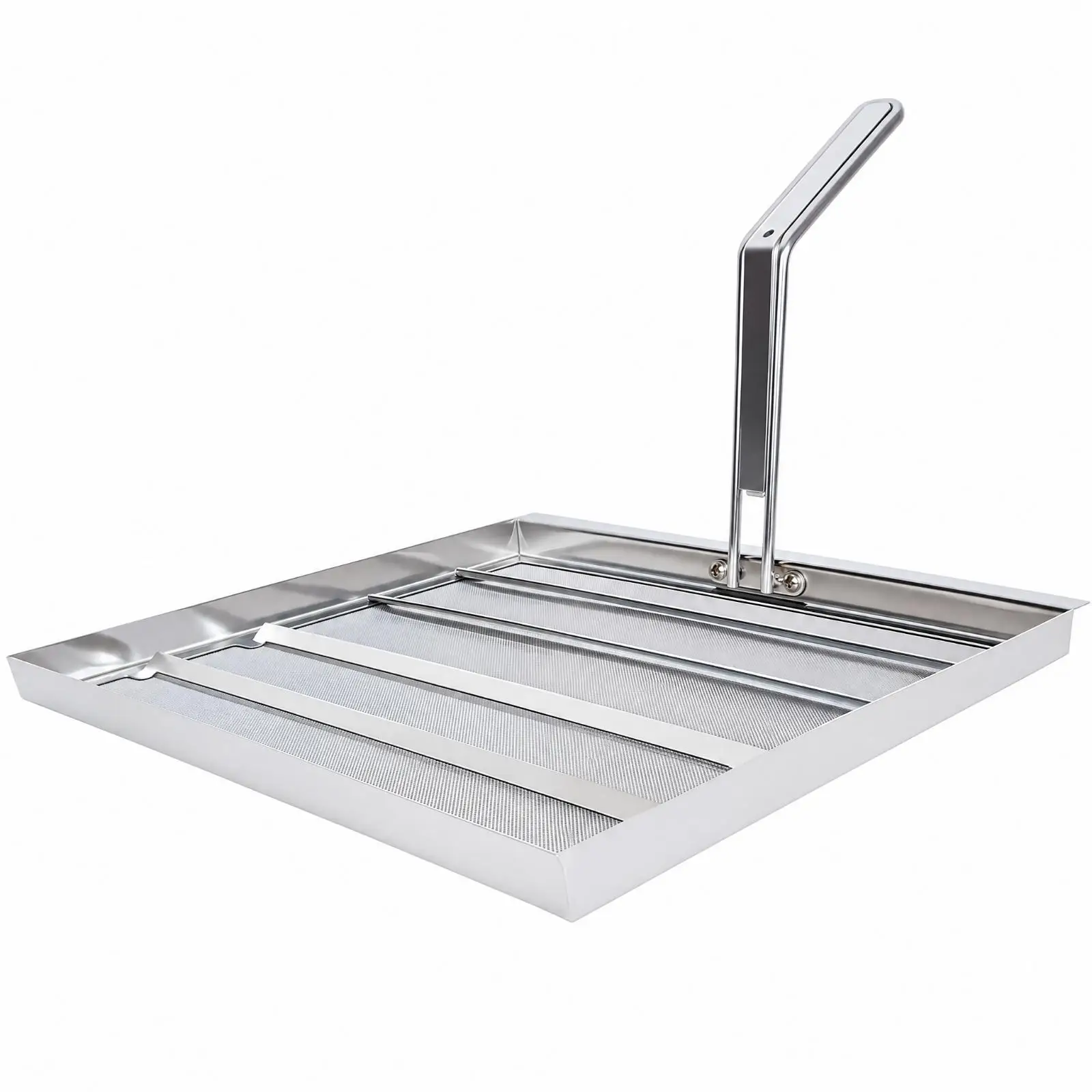 Professional Frying Oil Strainer 304 Stainless Steel Rectangular Filter Basket Detachable Handle for Commercial Kitchen Cooking