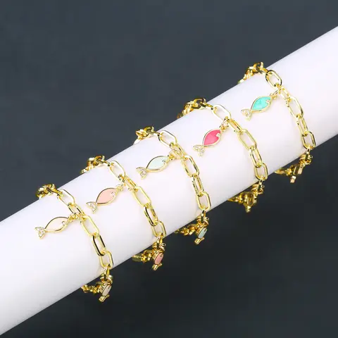 Kreative Metall Kupfer Öl-Tropfen Fisch Vergoldet Zirkon Armband Für Frau Weibliche Hip-Hop-Stil Party Personalisierte schmuck Geschenk