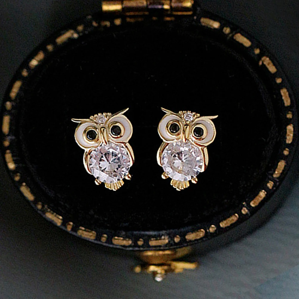 CAOSHI Sweet Lady Owl Earrings Female Delicate Gift Shiny Crystal Jewelry for Daily Life Exquisite Design Accessories for Women