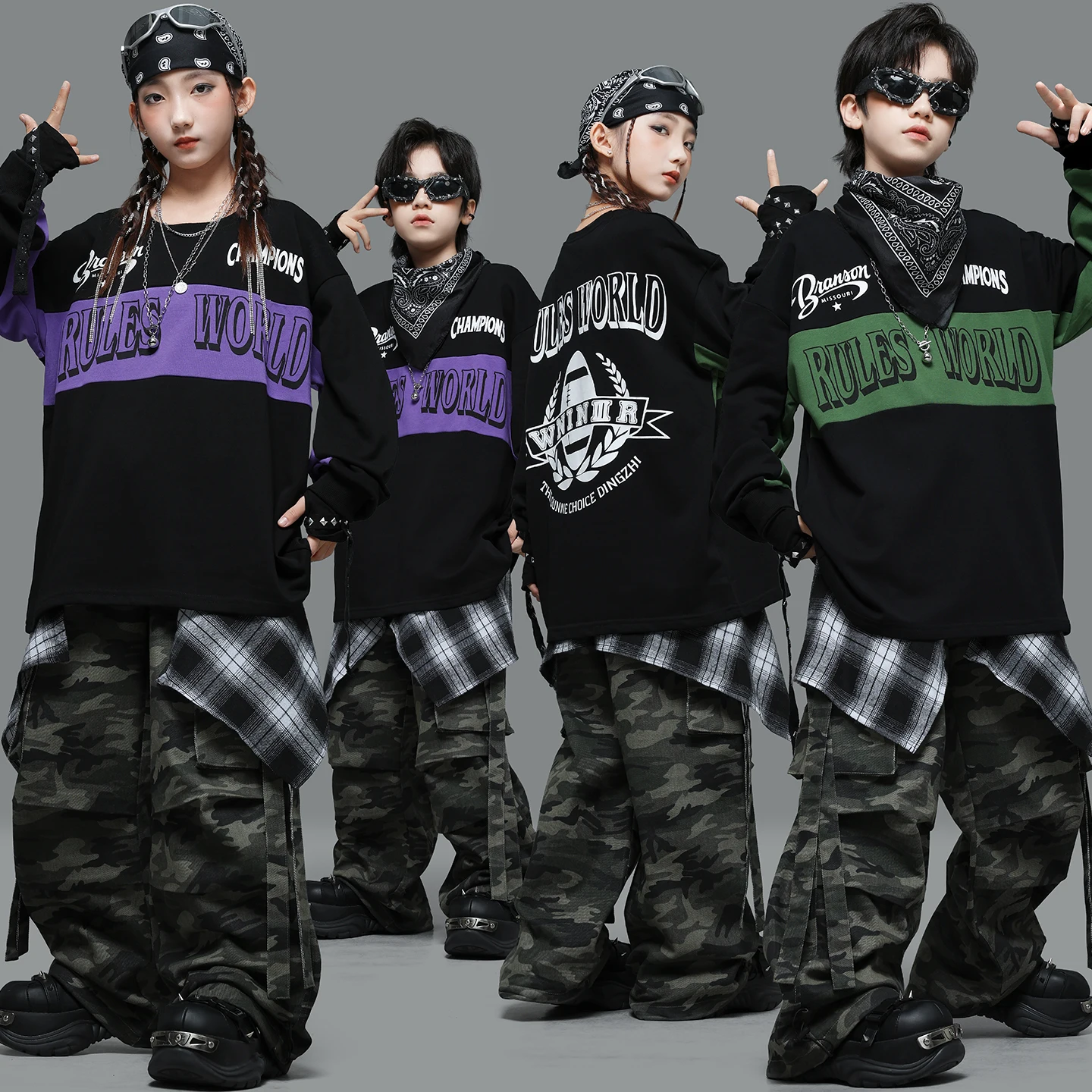 Mädchen Hip Hop Crop Tank Top Print Hosen Kinder K-pop Denim Lose Hosen Street Dance Kleidung Sets Kinder Mädchen gruppe Kostüme