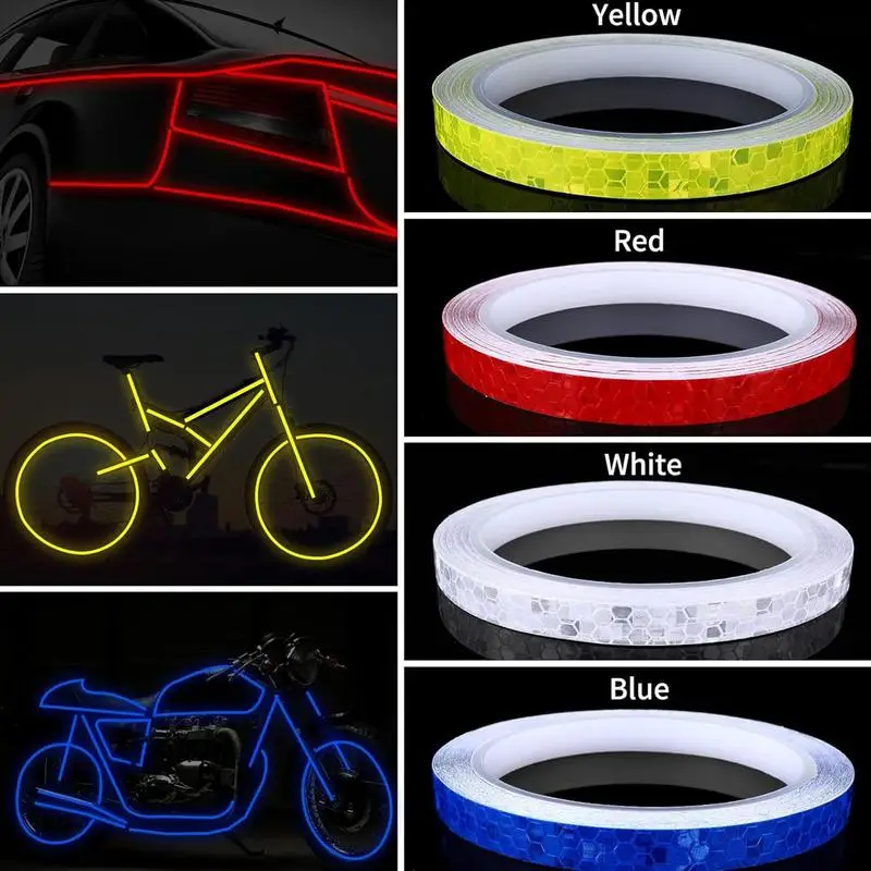 8m Reflective Tape PVC Bicycle Wheels Reflect Fluorescent Sticker Bike Reflective Sticker Strip Tape For Cycling Warning Safety