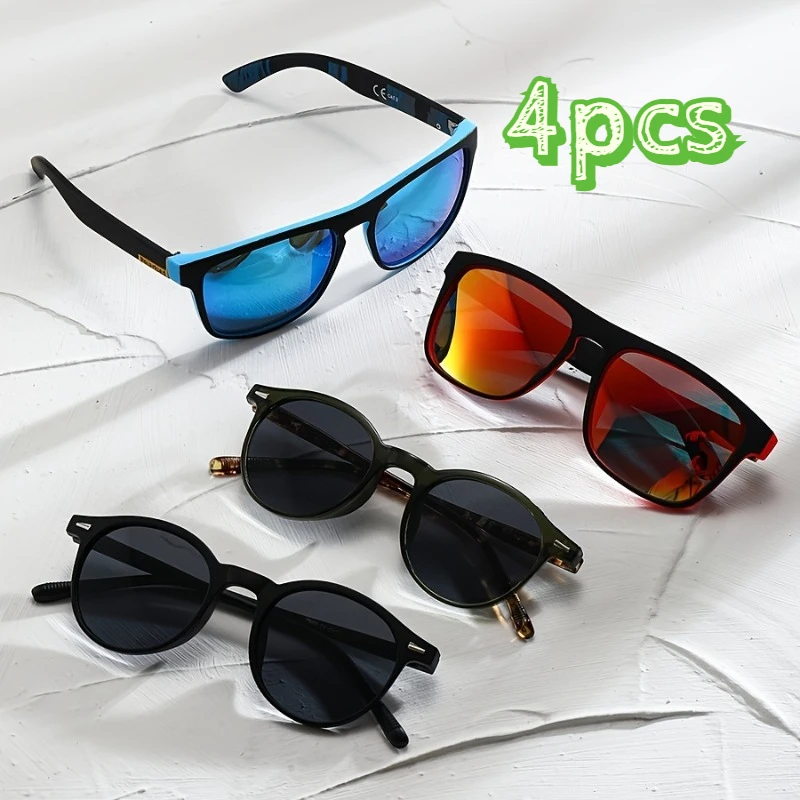 4er-Pack Modische Paar-Brillen Quadratische & Ovale Fassungen Unisex, Mehrfarbig Perfektes Geschenk