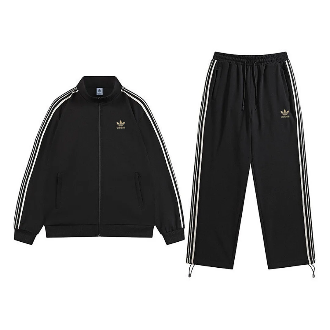 

Adidas Trefoil Embroidery Tracksuit Men 2 Pieces Casual Sports Suit Embroidered Streetwear Outfit