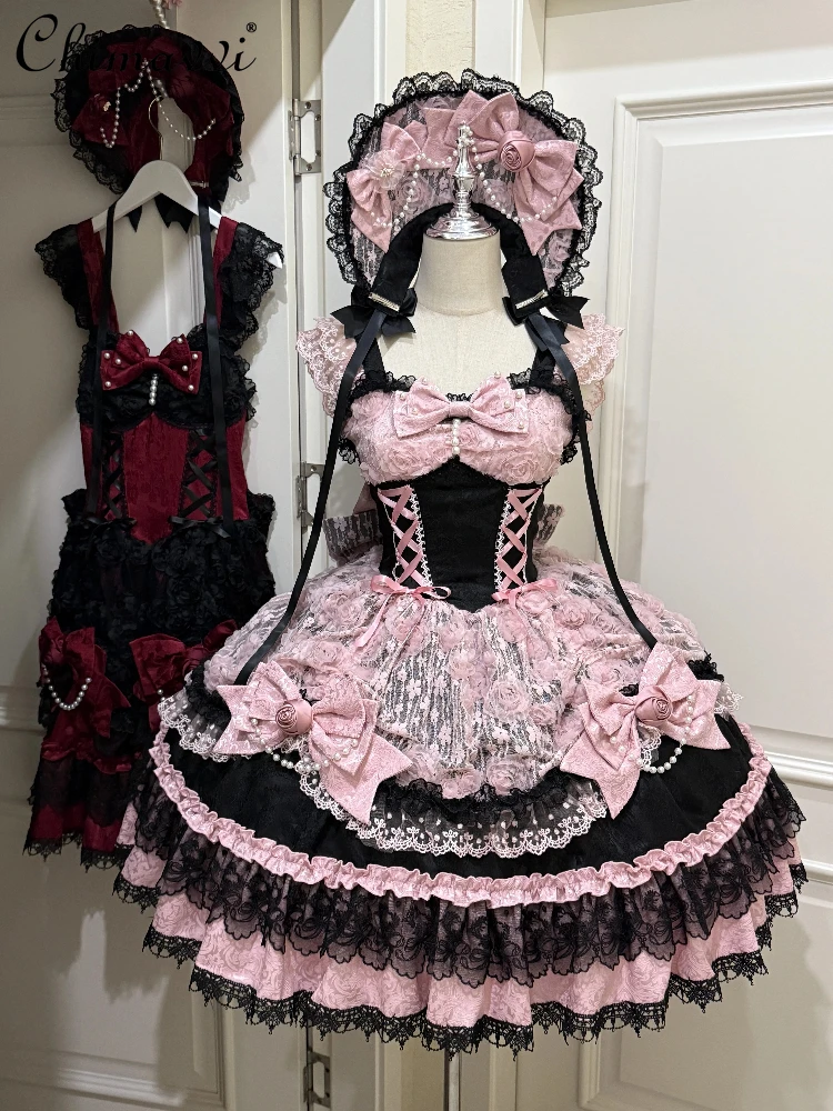 

Original Design Lolita Dress JSK Strap Dress 2025 Autumn New Super Fairy Princess Sweet Bow Lace Puffy Dresses for Women