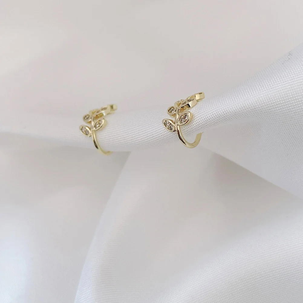

1 Pair Ear Clips No Hole Earrings Gold Zircon Women Fashion Jewelry Delicate Exquisite Creative Lady Party Wedding Accessory