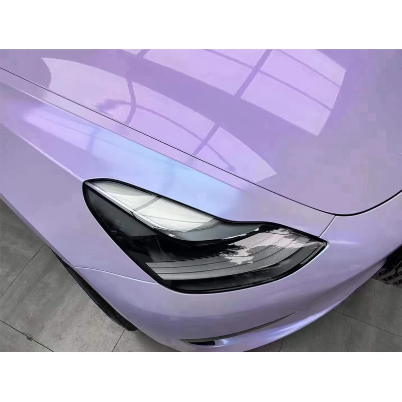 Avvolgimento per auto multicolore Rotolo di vinile Avvolgimento per auto autoadesivo Adesivo per carrozzeria in vinile Design PET Magic Flip Argento Viola Wap Vinile per auto