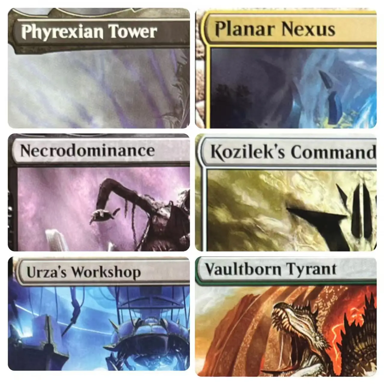 Venta de cartas proxy de la mejor calidad: HOLO part Badlands, Arid Mesa, Helm of the Host, Necrodominance, Phyrexian Tower, Sol Ring