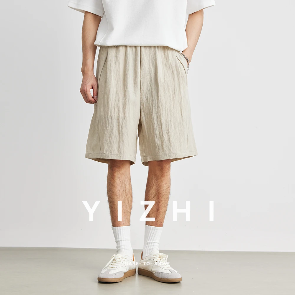 Men's Lyocell Linen Casual Shorts Summer New Loose and Comfortable Five-point Shorts Outdoor Sports Beach Pants Large Size Men