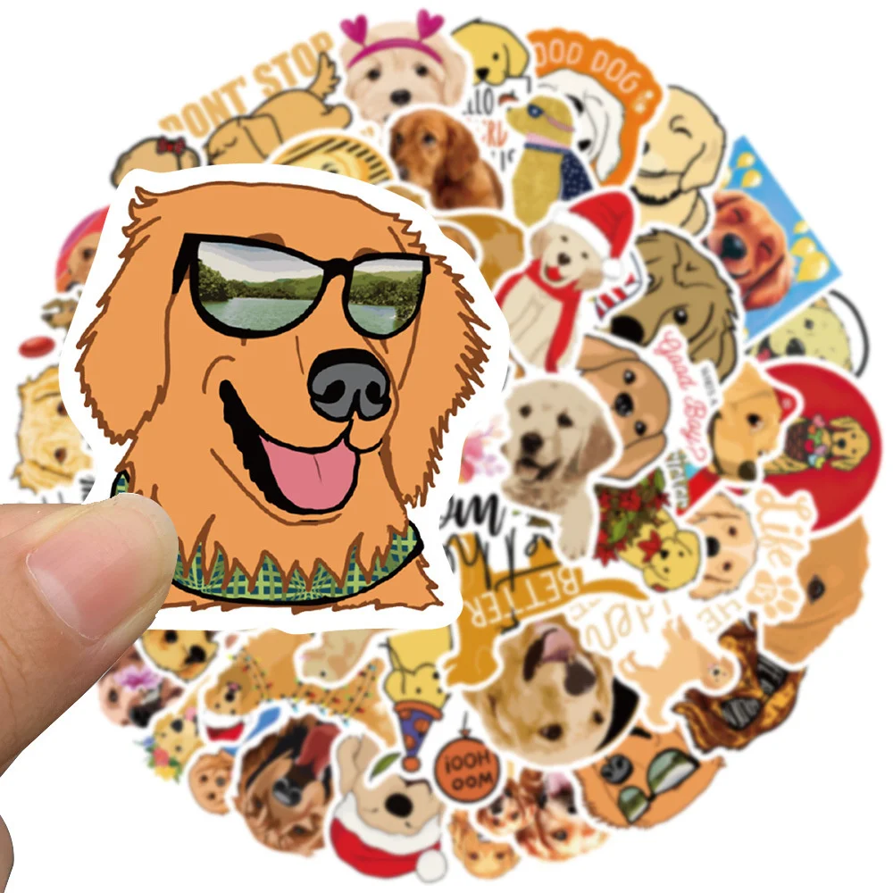 50pcs Pet Dog Golden Retriever Stickers Pack Ipad Laptop Phone Stationery Scrapbooking Supplies DIY Journal Accessories Sticker