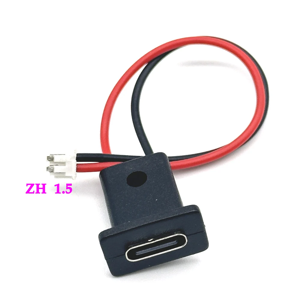 2Pin USB-C Type Waterproof USB Connector Direct Compression Female Base Female Socket Charging Interface With Welding Wire ZH1.5