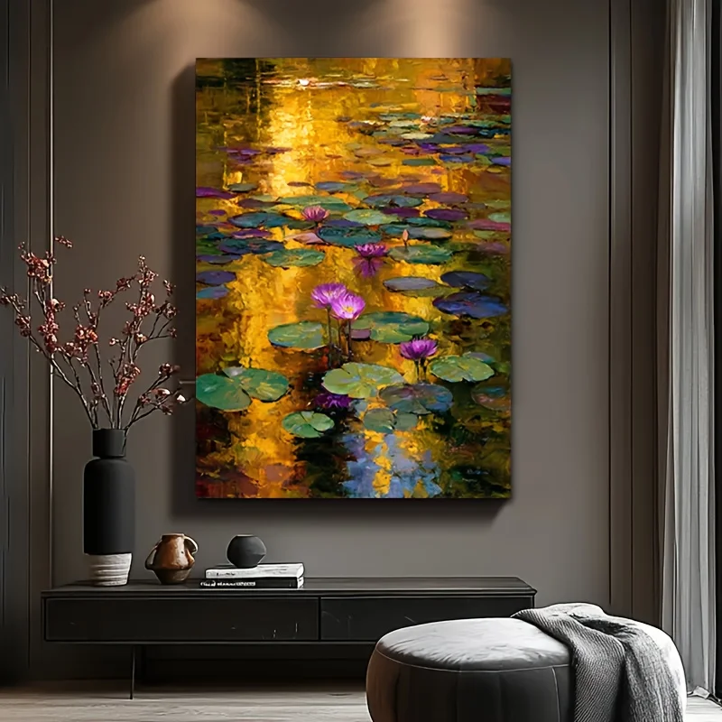 

500/1000/1200/2000PCS Puzzles Golden Water Surface and Lotus Flower Jigsaw Modern Bedroom Living Room Decoration Gift