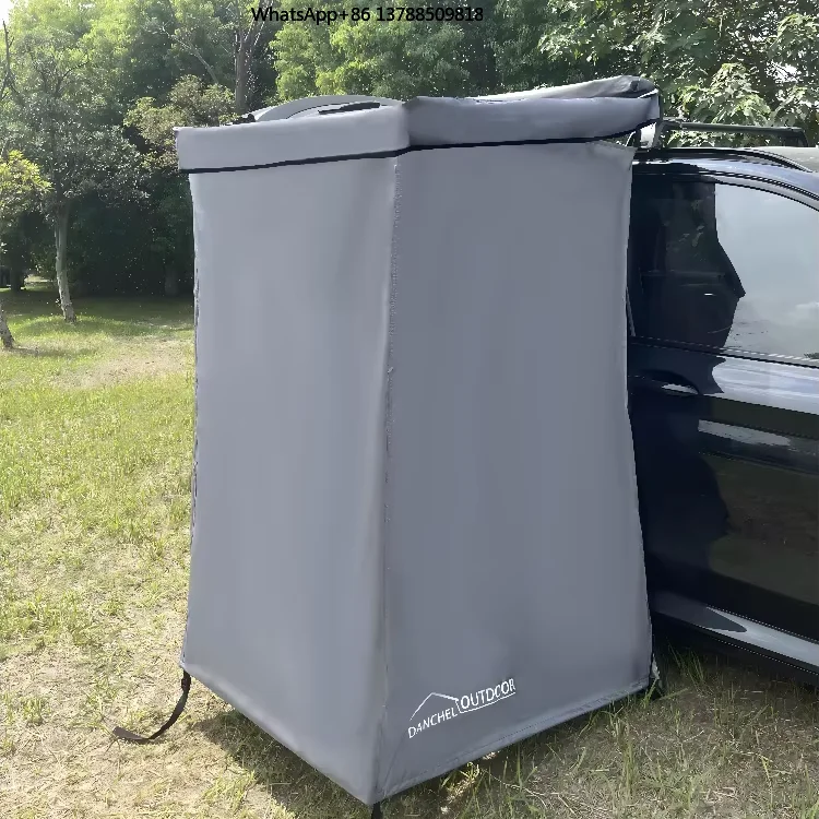 DANCHEL OUTDOOR Foldable Shower Tent Suite, 300D Gray Silver-coated Waterproof Oxford Cloth, LED Light Strip for Shower Room