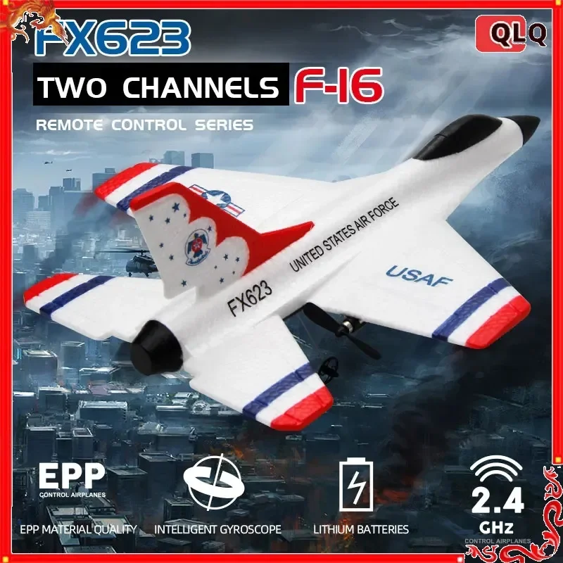 

New Fx623/F16 RC Airplane Two Channel 2.4G Fighter Fixed Wing Foam Aircraft Model Glider Remote Control Aircraft Children Toy
