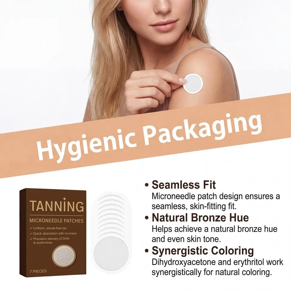 Natural Bronze Even Skin Tone Promote Tanning Stickers 1/2/3/5box 7pieces Synergistic Coloring Body Tanning Microneedle Patches