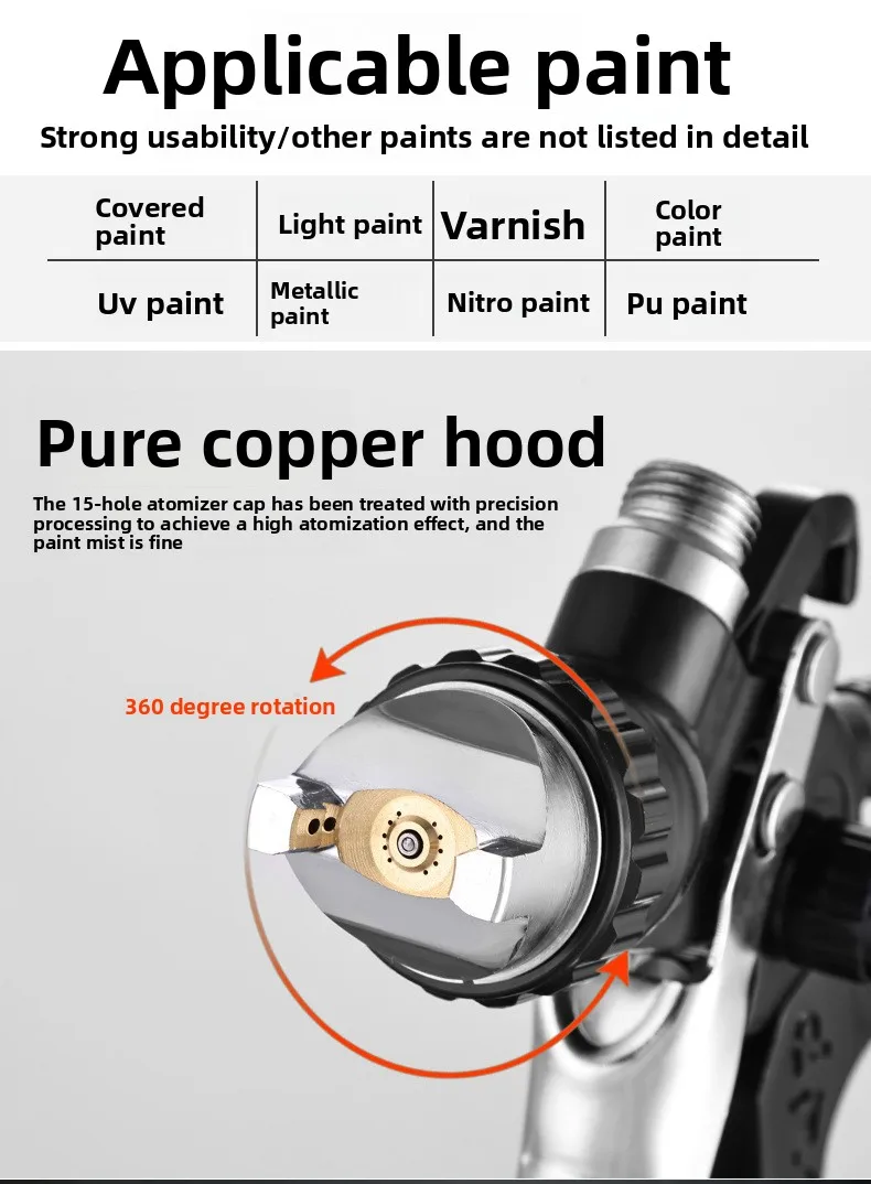 600cc Cup 1.4mm Hand Held HVLP Airless Sprayer Cheap Black Air Spray Gun Paint Spray Gun for Automatic Car Painting H827